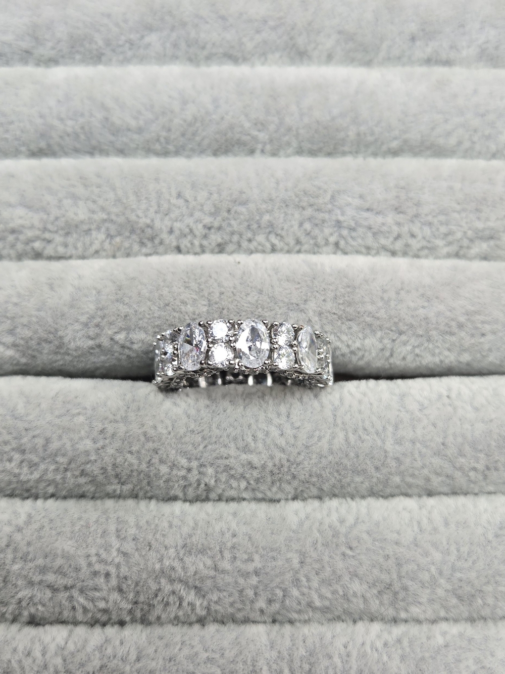 Size 6 Eternity All Around Diamond Cubic Zirconia Rhodium Plated Bomb Party Ring
